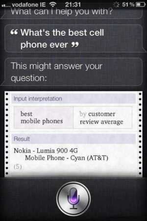 Per Siri il miglior smartphone è il Nokia Lumia