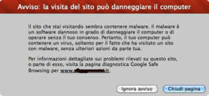 Malware segnalato da Google