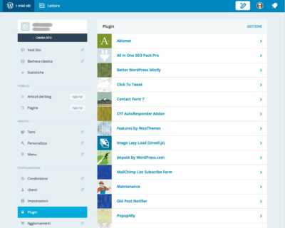 Gestione plugin da jetpack by WordPress