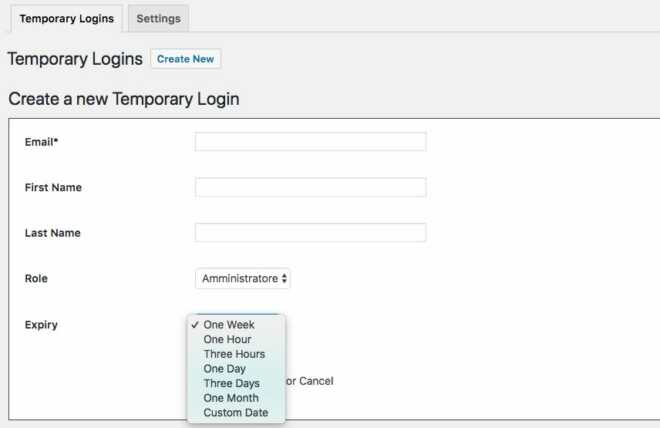 Come creare un utente amministratore temporaneo in WordPress